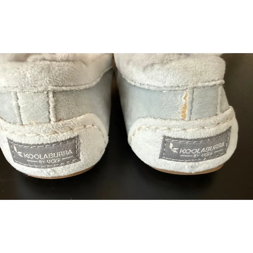 UGG Koolaburra Little Kid‎ Suede Slippers Size 2 Blue Faux Fur Lined